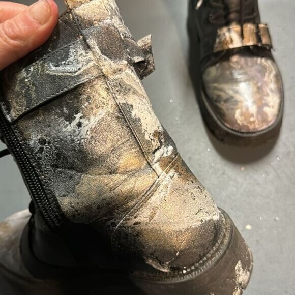 Size 9 Black Gold Upcycled HydroDipped Combat Boots - Picture 7 of 7